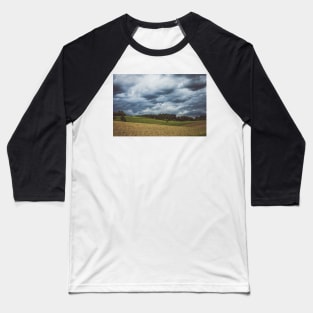 Stormy cloudscape over fields and pasture Baseball T-Shirt